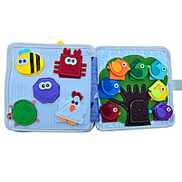 М'яка книжка-бізіборд Лев фетр пальчикові ігри сортер липучки 20*20*8 см (25005), фото 8