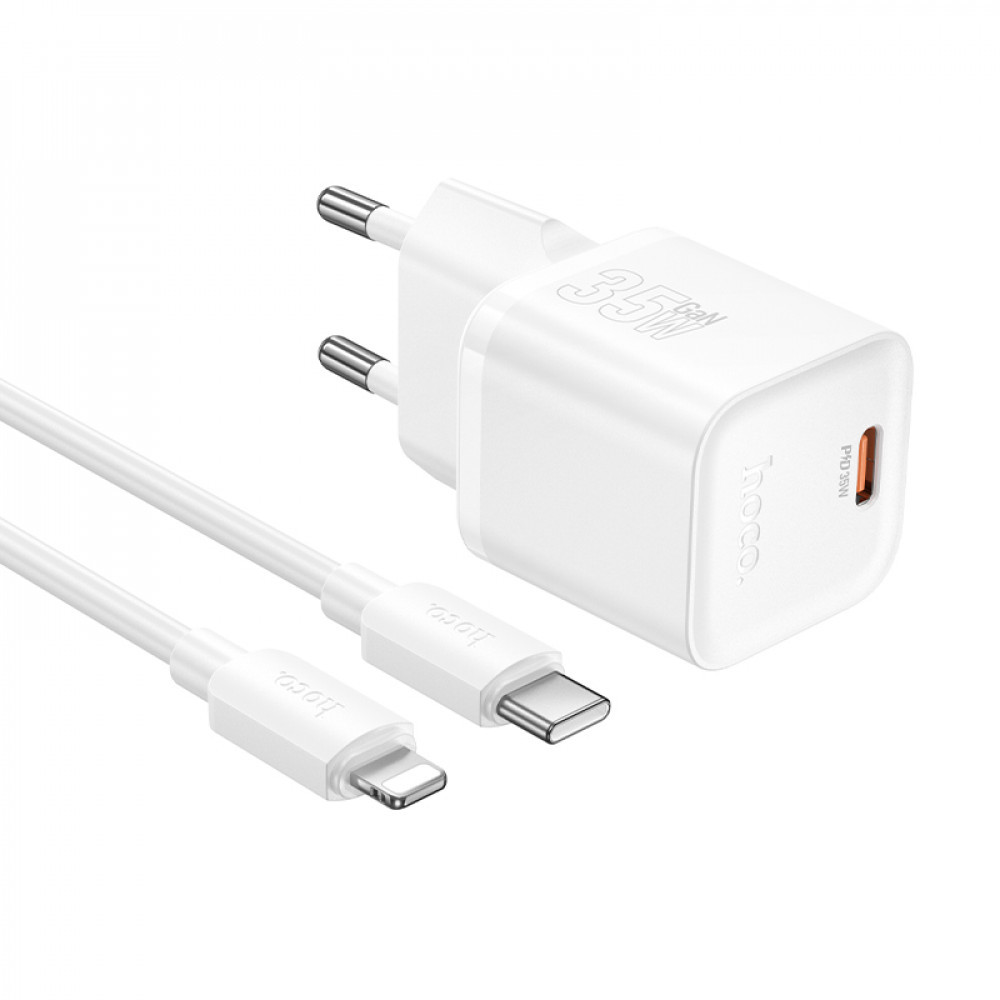 Home Charger 35W PD C to Lightning Cable (1m) Hoco N66 — White, фото 1