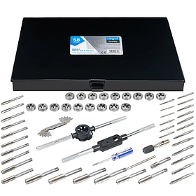 Набір метричних/дюймових мітчиків та плашок 58 пр.(М2-М12) в металевому кейсі Scheppach SCH-M058-1