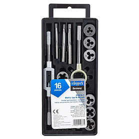 Набір метричних мітчиків та плашок 16 пр.(М3-М12) Scheppach SCH-PD016-1