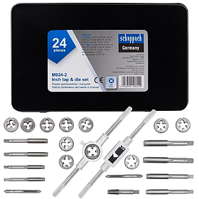 Набір дюймових мітчиків та плашок 24 пр. в металевому кейсі Scheppach SCH-M024-2