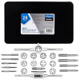 Набір метричних мітчиків та плашок 24 пр.(М5-М12) в металевому кейсі Scheppach SCH-M024-1