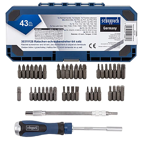Викрутка-тріскачка з набором біт 43 предмета Scheppach SCH-30311126