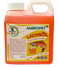 Олія норвезького лосося 100% Ambiopet Premium Salmon Oil для собак та котів - 1000 мл