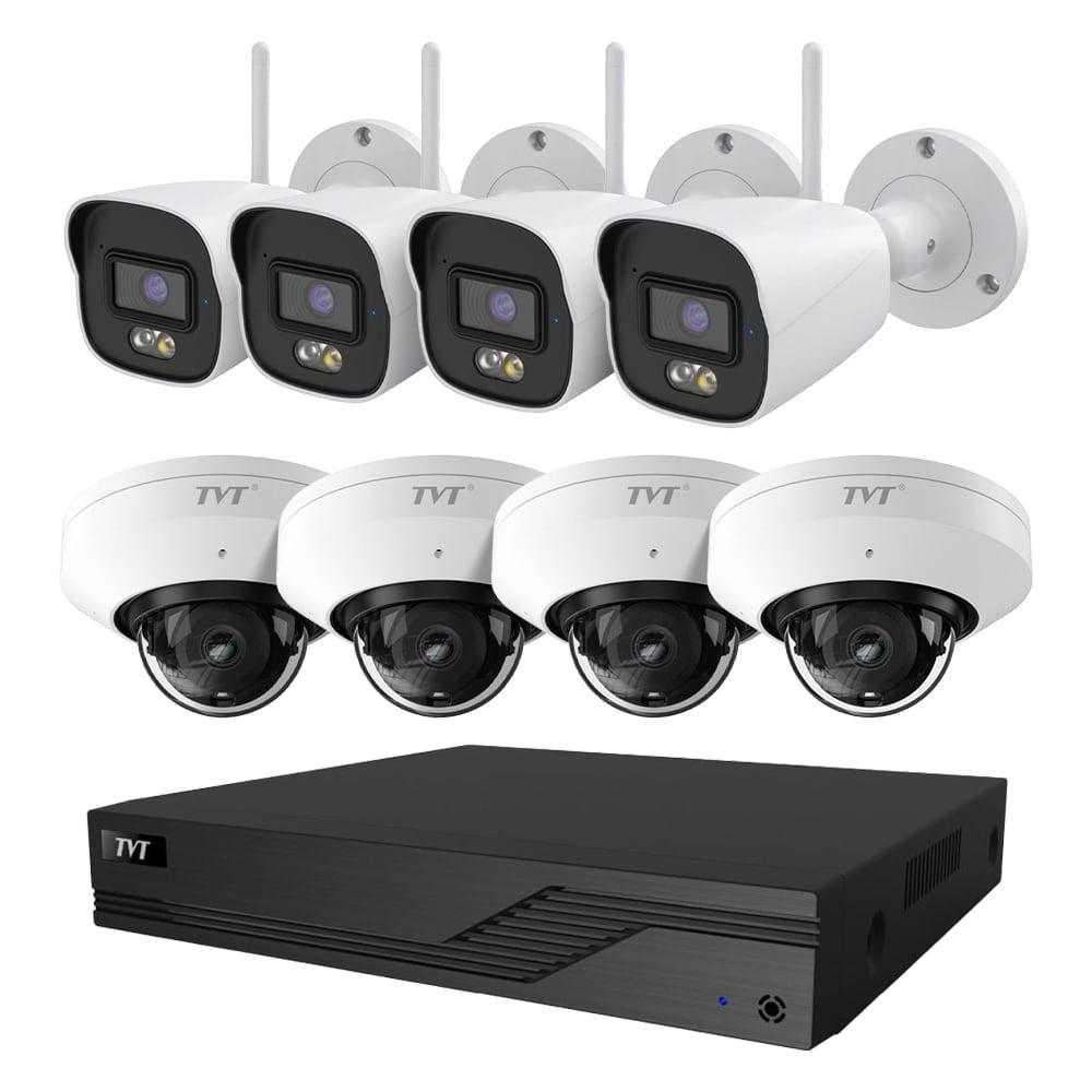 Комплект IP-відеоспостереження на 8 камер TVT IP-Video Kit 8x5MP (D/B) WiFi: 4 циліндричних 5Mp WiFi відеокамери + 4 купольні 5Mp, фото 1