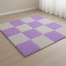 Ігровий м'який плюшевий килимок-пазл 30×30 см 10 шт Фіолетовий з сірим (509)