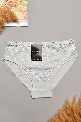 Труси жіночі сірого кольору з гіпюровими вставками 207965T Безкоштовна доставка