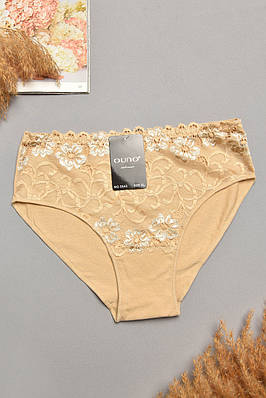 Труси жіночі бежевого кольору з гіпюровими вставками 207966T Безкоштовна доставка