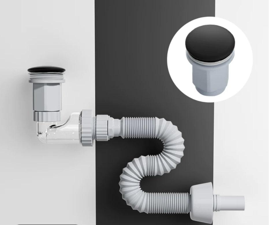 Сифон меблевий VBI з чорним клапаном, фото 1