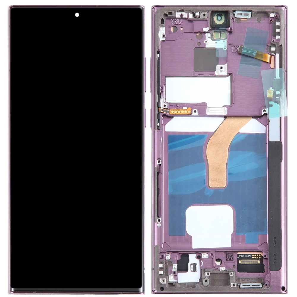 Дисплей Samsung S908 Galaxy S22 Ultra 5G чорний, OLED (Small LCD), з рамкою бордового кольору, Burgundy, фото 1