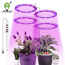 Світлодіодна фітолампа для кімнатних рослин з таймером 4 кільця YU227