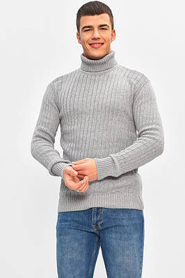 Гольф чоловічий однотонний акрил сірого кольору р.44-48 207917T Безкоштовна доставка