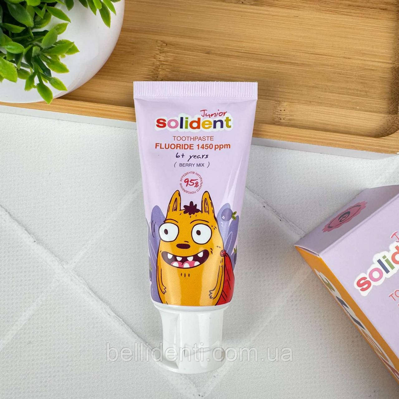 Дитяча зубна паста Solident Junior від 6 років (з фтором 1450 ppm, ягідний мікс), 50 мл
