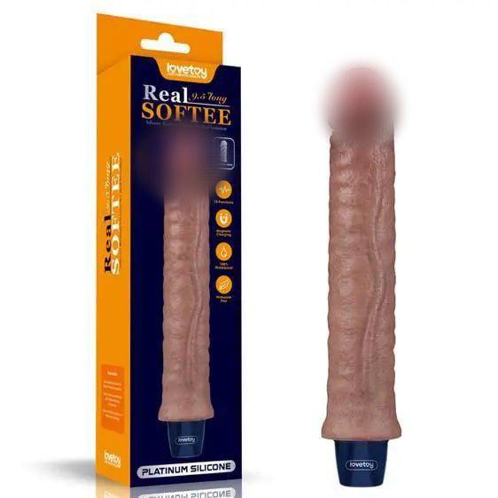 Вібратор Real Softee Rechargeable Silicone Vibrating Dildo 9.5", реалістичний вібратор, діаметр 4 см, фото 1
