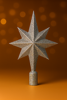 Верхівка на ялинку «Зірка» — глітерна або глянцева новорічна прикраса, 23,5 см, пластик, 15 кольорів Сірий з різнобарвним блиском