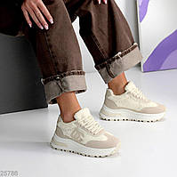 Жіночі стильні кросівки зимові з хутром Тедді Бежеві "Melsi"