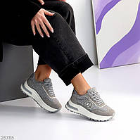 Жіночі стильні кросівки зимові з хутром Тедді Сірі "Melsi"