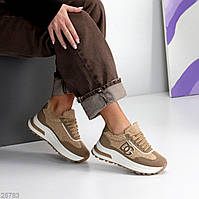 Жіночі стильні кросівки зимові з хутром Тедді Коричневі "Melsi"