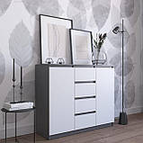 Комод для речей з 4 ящиками і 6 закритими полицями двохдверний Комоди з Ламінованого ДСП у спальню, фото 9