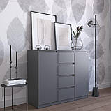 Комод для речей з 4 ящиками і 6 закритими полицями двохдверний Комоди з Ламінованого ДСП у спальню, фото 6