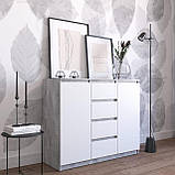 Комод для речей з 4 ящиками і 6 закритими полицями двохдверний Комоди з Ламінованого ДСП у спальню, фото 8