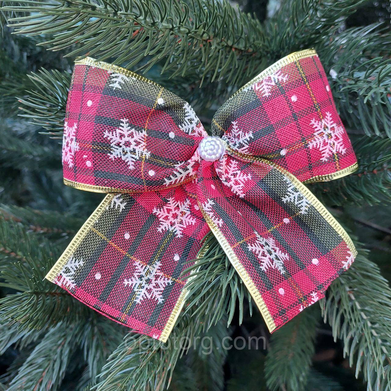 Новорічна прикраса Бант Шотландська Сіжинка 12*14 см, фото 1