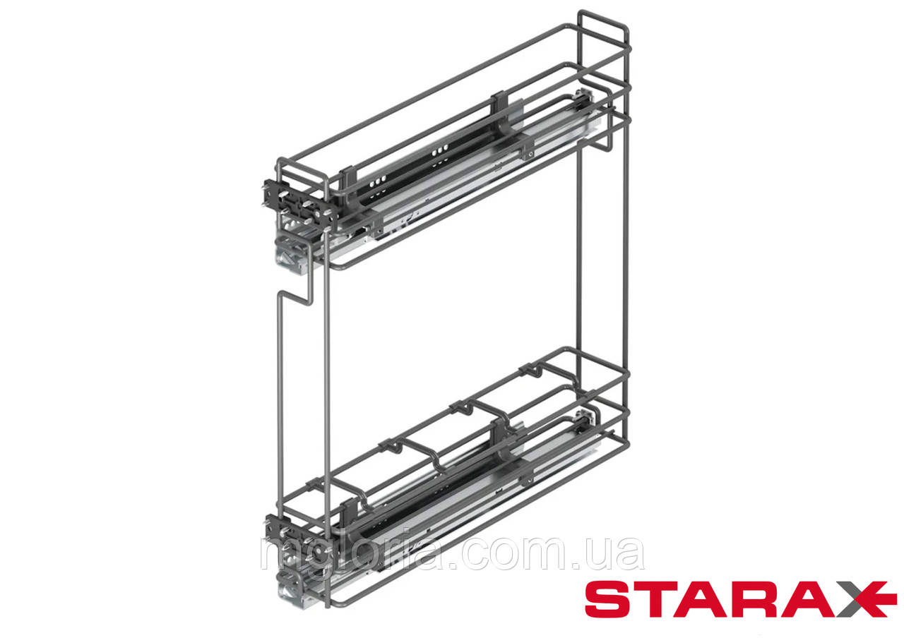 Карго 150 мм антрацит з бічним кріпленням повного висування з дотягувачем Starax S-2413-А, S-2414-А, фото 1