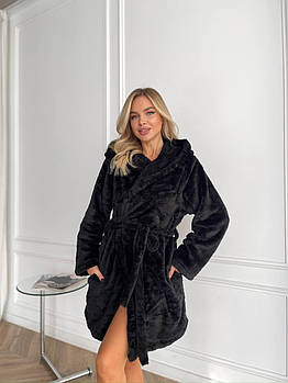 Махровий халат 42–46, 48–50 чорний