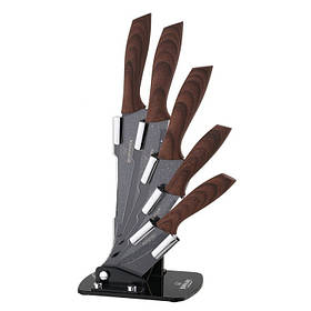 Набір ножів на підставці 6 пр. Bohmann BH 5257 Acrylic Wood - MegaLavka
