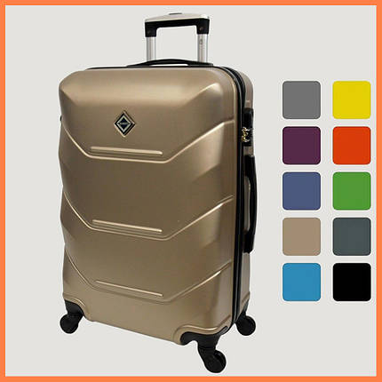 Валіза дорожня на колесах Bonro 2019 M середня шампань пластикова з висувною ручкою і кодовим замком, фото 1