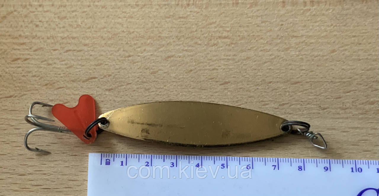 Універсальна Блешня коливалка жовта ( берилій ), довжина 77 мм, ширина 18 мм, вага 20 грамів, фото 1