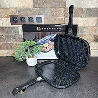 Подвійна сковорода гриль Edenberg з мармуровим покриттям з литого алюмінію Турбогриль 32 см (EB-8138)