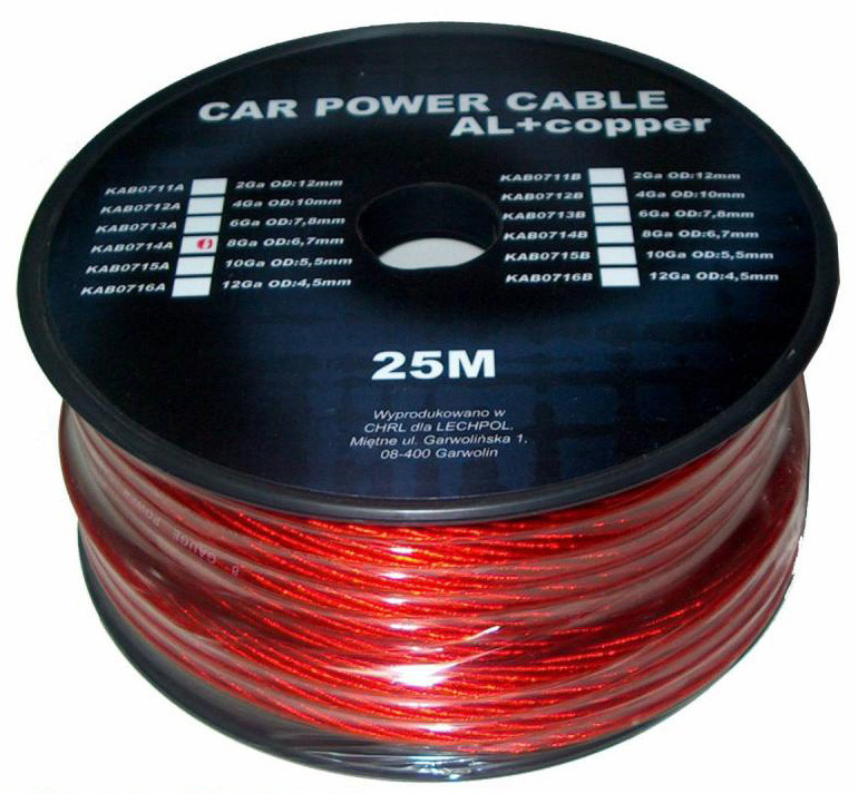 🔊 Кабель силовий 8 Ga OD 6.7 мм CU+AL, Довжина 25 метрів, фото 1