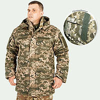 Бушлат зимовий Кордон-6 камуфляж піксель прикордонник на флисі та сінтепоні, чоловіча зимова куртка