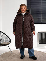Зимове жіноче пальто шоколад великого розміру батал Розміри: 56-58, 60-62, 64-66, 68-70, 72-74, фото 4