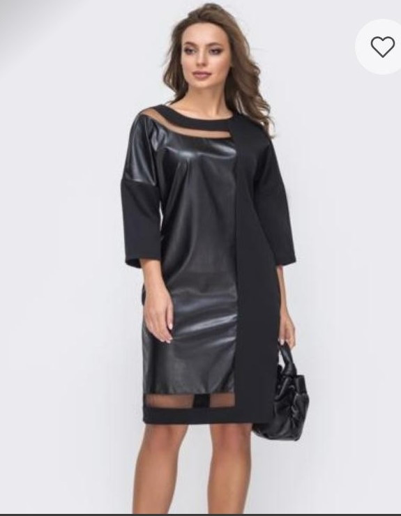 Жіноча сукня з шкіряними вставками 36-70 розмір, фото 1