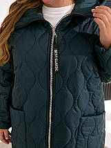 Зимове жіноче пальто зелене великого розміру батал Розміри: 56-58, 60-62, 64-66, 68-70, 72-74, фото 2