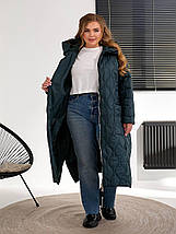 Зимове жіноче пальто зелене великого розміру батал Розміри: 56-58, 60-62, 64-66, 68-70, 72-74, фото 4