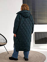 Зимове жіноче пальто зелене великого розміру батал Розміри: 56-58, 60-62, 64-66, 68-70, 72-74, фото 3