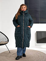 Зимове жіноче пальто зелене великого розміру батал Розміри: 56-58, 60-62, 64-66, 68-70, 72-74, фото 5