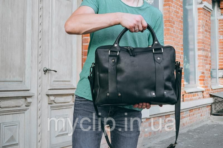Велика сумка через плече, великі дорожні сумки, шкіряні сумки ручної роботи чорна 46 см*35 см, фото 1