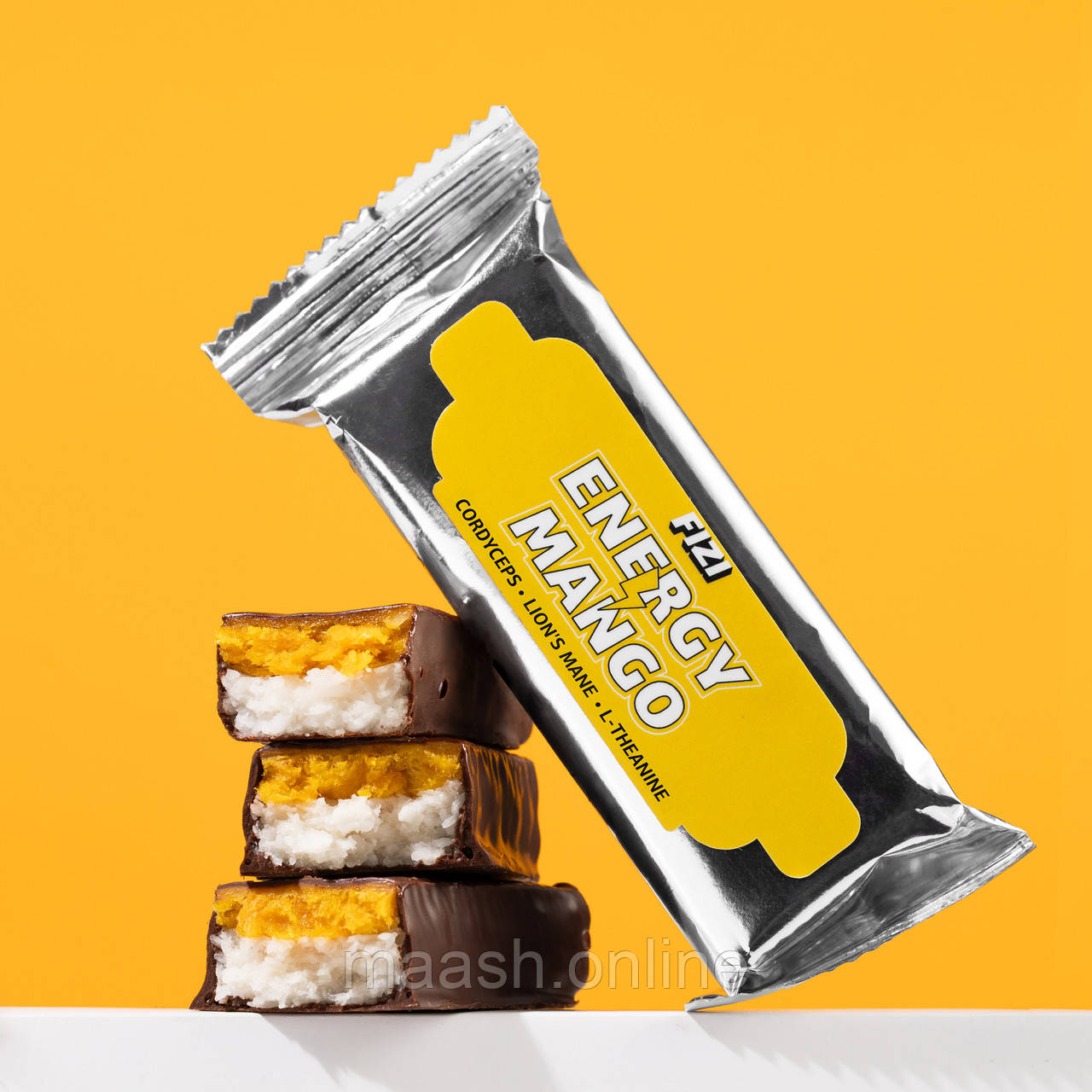 Батончик Energy Mango Енергетичний Манго FIZI, 45г DTEK з адаптогенами, фото 1