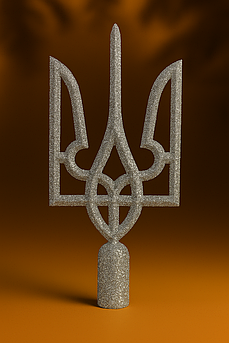 Верхівка на ялинку «Тризуб України» — патріотична новорічна прикраса з блискітками, 5 кольорів, 23.5 см Сріблястий