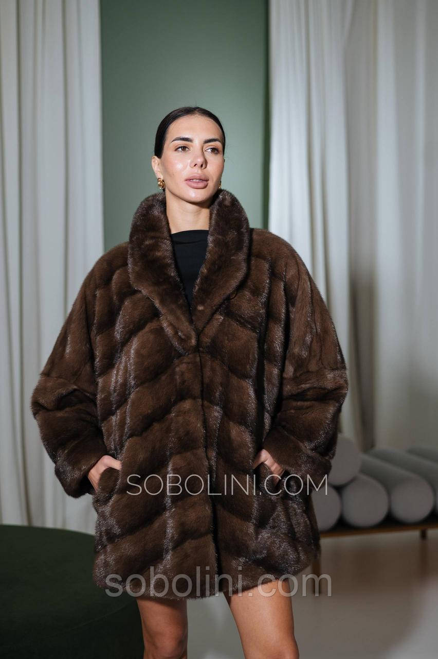 Шубка з натуральної норочки у вільному дизайні oversized!, фото 1