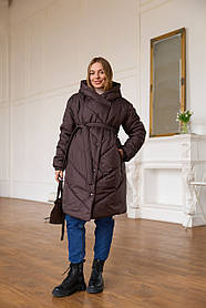 Тепла куртка Malmo з капюшоном для вагітних, шоколадна