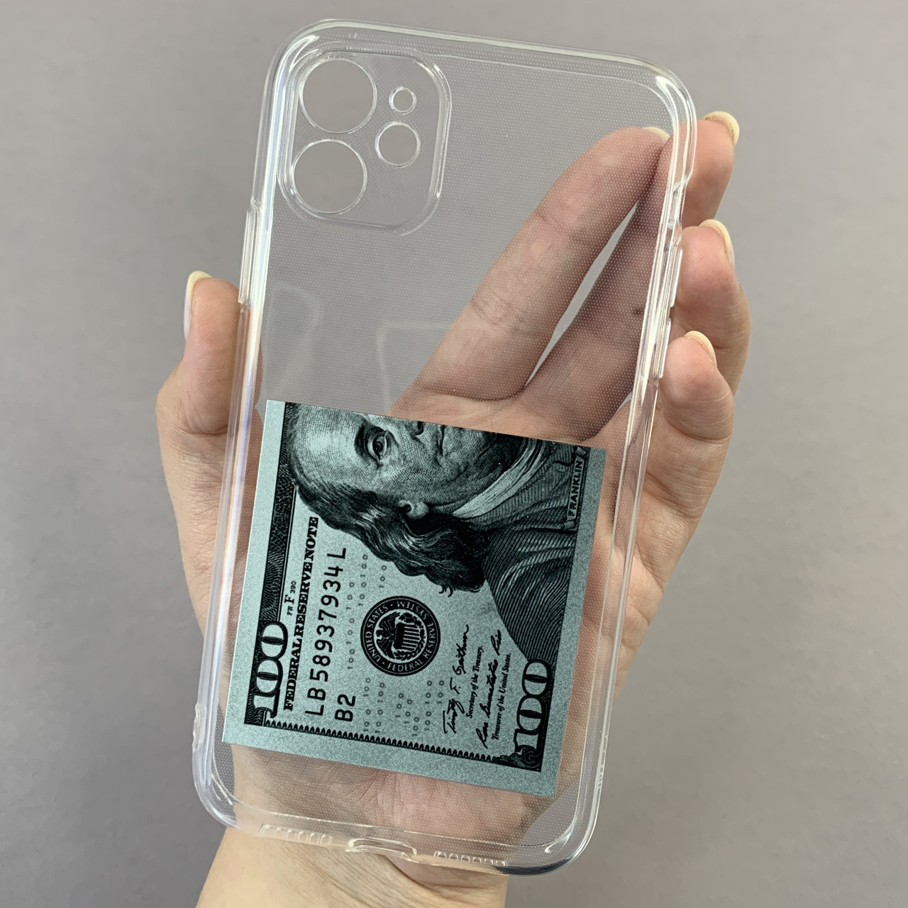 Чохол для iPhone 11 прозорий чохол з принтом 100 доларів на айфон 11 w01p