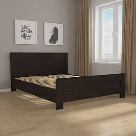 Ліжко двоспальне з ламелями, фасад МДФ GM-19 Венге Темний