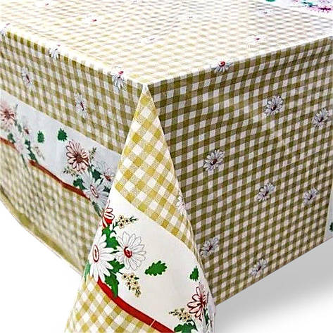 Клейонка столова без основи з малюнком РОмашок на жовтому фоні, фото 1