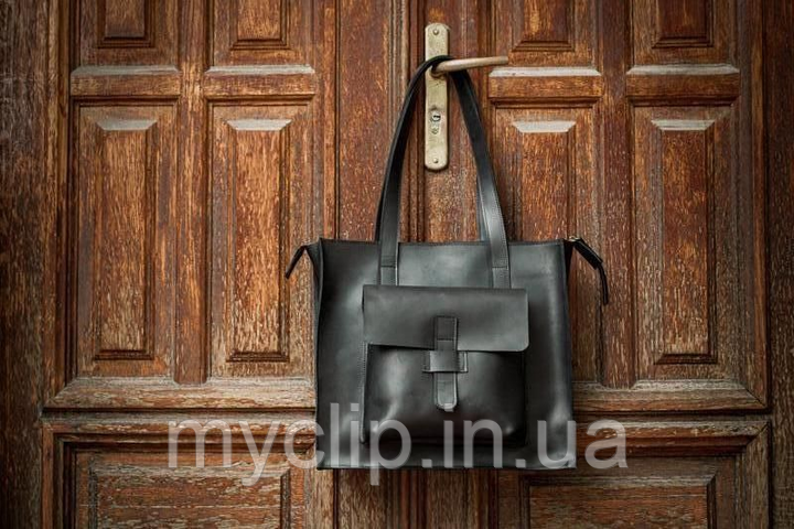 Сумка жіноча шкіряна,сумка жіноча середня,жіноча сумка-шоппер,шкіряна сумка шоппер чорна 35см*33см, фото 1