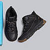 Підліткові зимові шкіряні черевики, кросівки чорні з натуральної шкіри на хутрі на зиму для хлопчика підлітка, розмір 36-39, фото 3